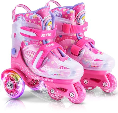 SULIFEEL Patines para Niños Patines Roller Ajustables con Ruedas Luminosas para Niñas y Niños Principiantes