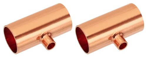 PATIKIL 1 x 5/16 x 1 ID Connettore Raccordo a T Riduzione in Rame, 1pz 99,9% 3 Vie Riduttore Adattatore per Connettore Tubo Rame Puro con Connessione a Saldare a Caldo
