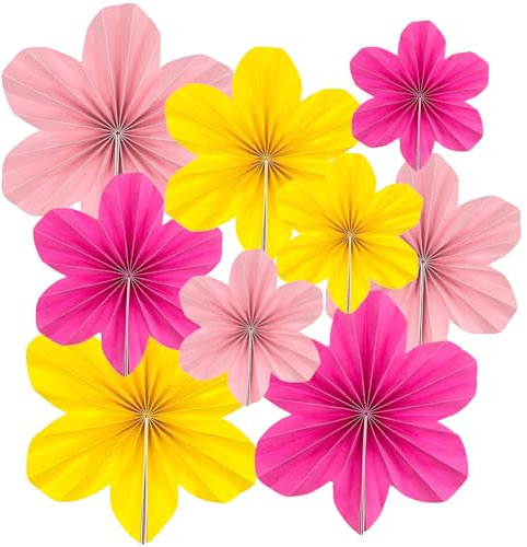 FUIPVGI 9 Pcs Paper Flowers Decorations for Wall Paper Decorations Paper Flowers Fans Paper Hanging Decorations Party Decor Classroom Decoration Floral Backdrop for Bithday Wall Decor (Multicolor)