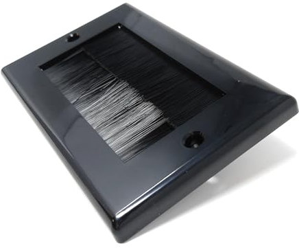 1pcs. Dual Gang Brush Wall Outlet Cable Entry Plate, Tidy Mount Faceplate, Black (Screws Included)