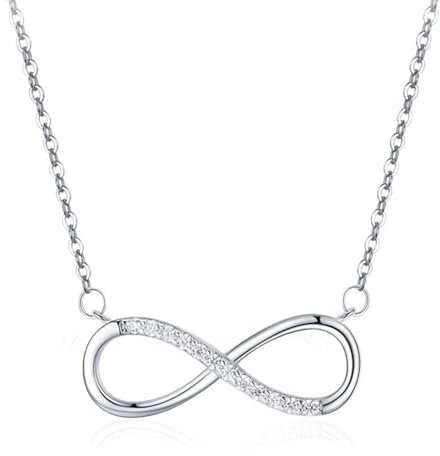 Unendlichkeitszeichen Kette,Verstellbare Kette Silber Damen Mit Zirkonia Infinity Anhänger,Unendlichkeitszeichen Halskette Damen Silber,Kette für Freundin Dame Mutter Mädchen Schmuck Geschenke