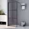 IKAYAA Mampara Ducha Fija Negro - Mamparas de Ducha Transparentes - Mamparas de Ducha Fija con Vidrio ESG 5 mm - Mampara Fija -100 x 195 cm-Transparente