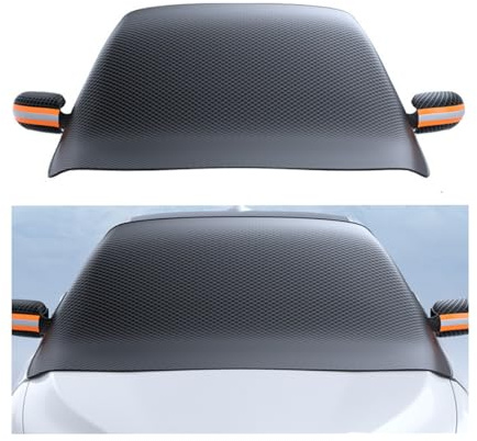Adunsiaoto Auto Windschutzscheiben Abdeckung, Windschutzscheibenabdeckung Auto 6 Magnet, Wasserdicht Faltbar Scheibenabdeckung, Frontscheibenabdeckung Winter, Frontscheibe Für Die Gegen(Orange)