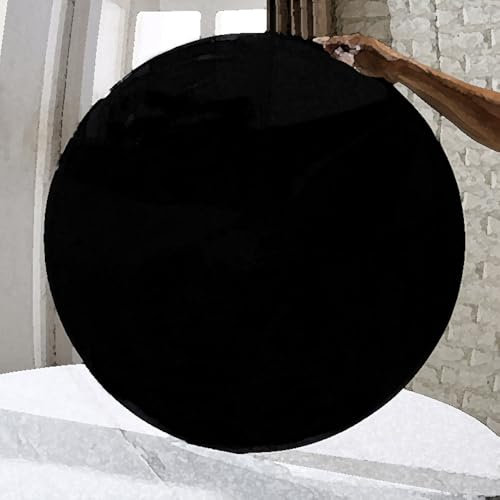 HAEKEBC Tischplatte Aus Schwarzem Glas 50cm 60cm 70cm Runde Tischplatte Aus Gehärtetem Glas, Esstisch Glasplatte, Couchtisch Ersatz-Tischplatte(90cm-35.4in)