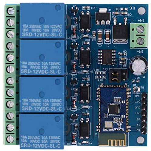 Quystetes 12V 4CH Interruptor de Control Remoto MóDulo de Relé Bluetooth para Android Motor MóVil LED Luz DIY Kit ElectróNico