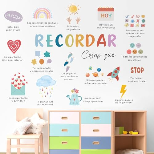 KAIRNE Adhesivo de pared con texto motivacional arcoíris Pared Decorativos Niños Inspiración Frases Vinilos Pared para Habitación Bebés Guardería Aula