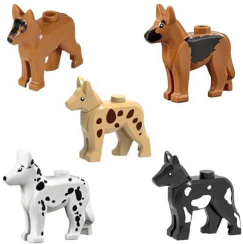 5 Stück Tiere Minifiguren Bausteine Bausatz, Hund Modellfiguren Baustein Sets, Tierfiguren Minifiguren Bauset für Jugendliche und Erwachsene, Plastiktiere Mini Tiere DIY Zubehör Bausteine Modell