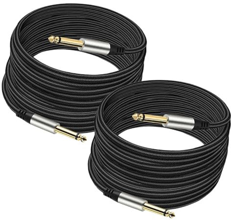 2 Pack 6.35mm to 6.5mm TRS Instrument Cable 2M Straight 1/4 Inch Male Jack Stereo Audio Interconnect Cord Balanced Lead Line for Electric Guitar, Bass, Keyboard, Mixer, Amplifier, Speaker, Equalizer