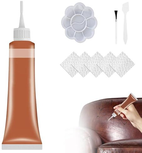 Leder Reparatur Set,2025 Neuest Kunstleder Selbstklebend Lederreparaturgel,Lederpflege Für Auto Und Ledercouch,Kunstleder Reparaturset für Möbel und Autozubehör,Hellbraun