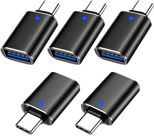 USB C 3.0 to A Adaptor USB C to USB Adapter Female Adapter OTG Converter Suitable for MacBook Pro MacBook Air Samsung Galaxy and Huawei, 5Pcs