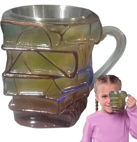 CGACCSD Tasse de livre laquée, 3D multicolore livre empilé tasse à café élégante nouveauté lecture tasse à café, livres de nouveautés pile tasse à café avec poignée pour boissons chaudes et froides