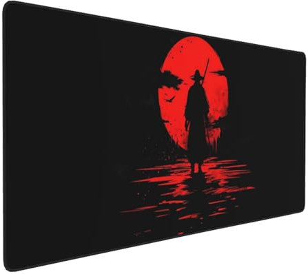 Large Gaming Mouse Pad 500x250mm Extended Mouse Mat XXL, Japanese Swordsman Mouse Mat Gaming, Improves Speed Precision, Big Mousepad with Non-Slip Rubber Base and Stitched Edge, for Office/Gamer P7336