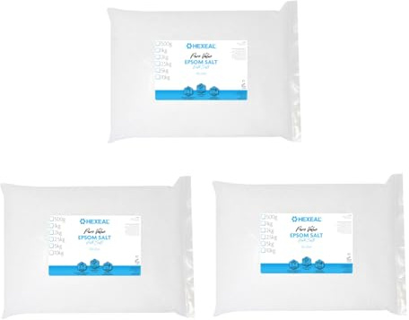 Hexeal Pure Value Epsom Salt 3 x 5kg Bags - Food Grade Magnesium Sulphate | 15kg - Suitable for Bathing, Gardening, Household Uses and More