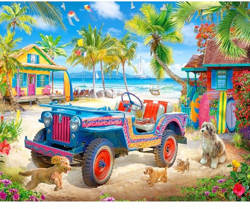 White Mountain 1000 Piece Jigsaw Puzzle Scenic Ocean Summer, Beach Escape | Large Pieces, Gift for Adults and Family, 24x30 in