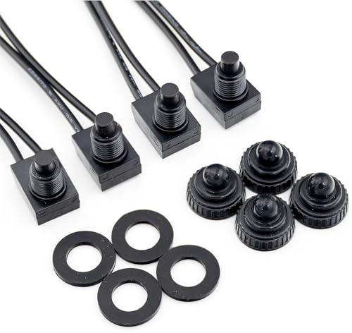 Lot de 4 micro-interrupteurs étanches 12 V - 2 pôles - Avec câbles de 11 cm - 18 Awg - Étanche - Interrupteur marche/arrêt - Lewttyer