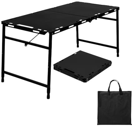 TAISOCA Table tactique pliante de camping avec 5 hauteurs réglables (103,9 cm (L) x 48 cm (l) Table pliante d'extérieur portable avec poignée de transport, sac de rangement bonus pour camping
