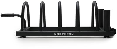 NORTHERN Bumper Plate & Barbell Toast Rack - Weight Plate Storage Rack with Barbell Holder & Wheels for Home Gym Organization