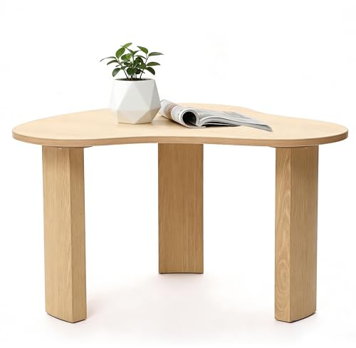 Hometopia Couchtisch in Unregelmäßiger Form, Moderner Wohnzimmertisch aus MDF Holz, Skandinavischer Sofatisch mit Stabilen Beinen, Beistelltisch für Wohnzimmer Sofa, 70 × 50 × 40 cm