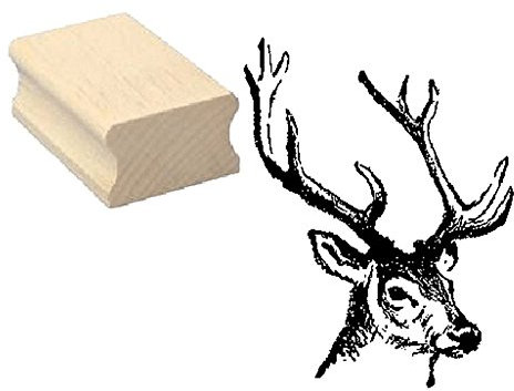 Stempel HIRSCH KOPF - Motivstempel aus Buchenholz
