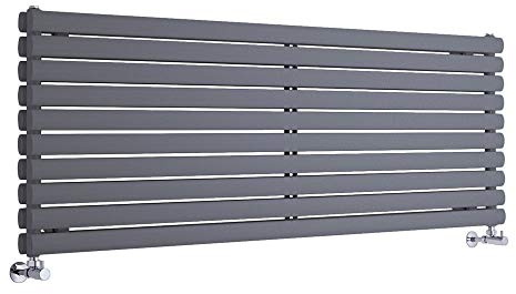 MILANO Anthracite Horizontal Double Oval Panel Radiator 590 x 1600mm