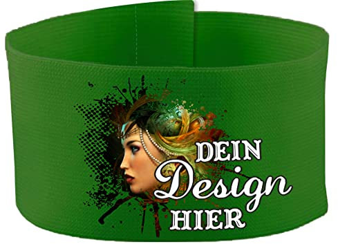 größenverstellbare Armbinde/Mediaband bedruckt mit IHREM INDIVIDUELLEM TEXT (SENIOR 25-36 cm) (Farbe grün)