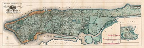 Feeling at home KUNSTDRUCK auf MATTE PAPIER 220gr Karte von Manhattan Island, 1865 Anonymous - Traditionell horizontal Poster Karte von Manhattan Island 1865 Bild auf Papier cm_60_X_184