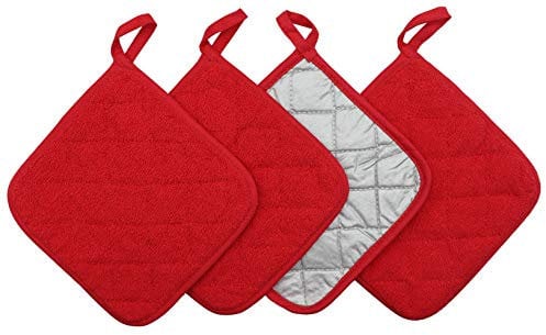 Set di 4 presine in cotone, lavabili in lavatrice, resistenti al calore, resistenti al calore per cucina e cottura