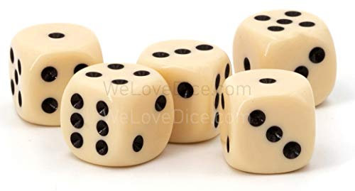 WeLoveDice 12mm W6 Würfel elfbein / schwarz - Made in Germany! - 10Stk