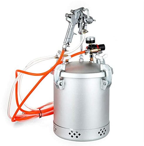 Farbspritzpistole 10L Druckbehälter Farbbehälter Lackierpistole 3.0mm Düse Lackpistole, Tank mit Luftregler und Sicherheitsventil, 45 bis 60 PSI Betriebsdruck