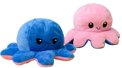 KUNSTIFY 30cm Oktupus Stimmungs Kuscheltier XXL, Geschenke für Frauen, Beste Freundin, Kinder (30cm Pink Blau)