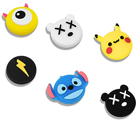 DLseego 6 Stück Switch Joystick Grip Joystick Caps, analog aus weichem Silikon, rutschfest, für Switch & Switch Lite, Cartoon-Design, 6 Stück