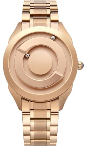 EUTOUR Herrenuhr Damenuhr Paar Uhren Magnet Uhr kein Glas Kugellager Uhren Quarz Armbanduhr mit Edelstahl Armband Gold-40mm