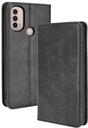 GOGME Coque pour Motorola Moto E20 / E30 / E40 Etui, Cuir Premium PU + TPU Housse Folio Flip Case, Cover Portefeuille ave ID Carte de Crédit Slot Fermeture Magnétique, Noir