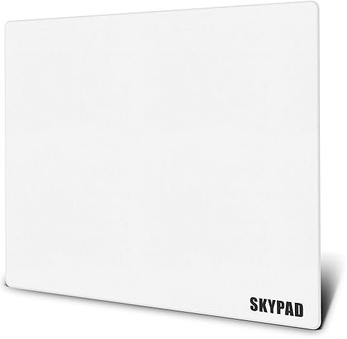 SkyPAD Glass 3.0 XL Gaming Mouse Pad with Text Logo | Professional Large Mouse Mat | 400x500mm | White | Special glass surface with improved precision and speed