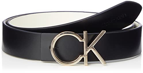Calvin Klein Damen RE-Lock CK REV Belt 30MM K60K610156 Gürtel, Schwarz (Black/Ecru), 130