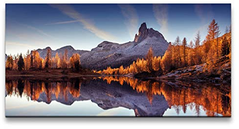 Paul Sinus Leinwandbild 120x60cm Natur See Berge Bäume Herbst Wunderschön Stille