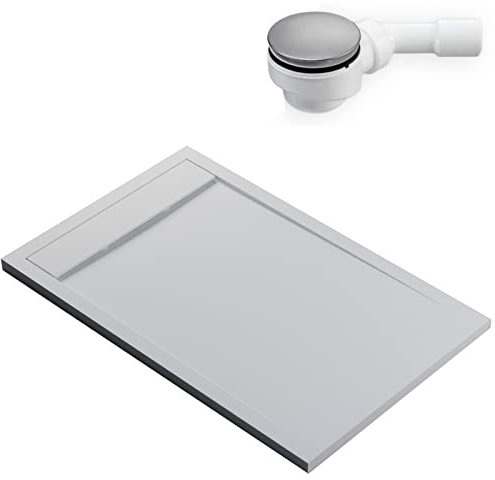 BERNSTEIN - Receveur de douche rectangulaire Blanc Mat 140x90x4,5cm Bac douche Fonte minérale antidérapant + Bonde type B, Pente & Couvercle, Résistant & Durable - NEW YORK