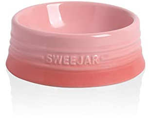 Sweejar Gradient Dog Bowl, Ceramic Dog Food Dish for Puppy and Kitten, Porcelain Pet Bowl for Food and Water 8 oz (Gradient Pink)