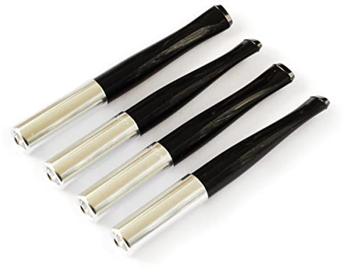 Lot de 4 filtres à cigarettes Denicotea avec éjecteur noir et argenté