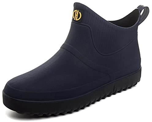 GURGER Bottes de Pluie Femme Courtes Bottes en Caoutchouc Imperméable Bottines Wellington Chelsea Bleu Marin Taille 37