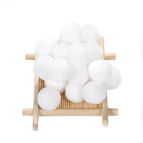 12 STK Bunte Groß Pompons zum Basteln, 50mm Pompons Bälle Kleine Bommeln Kugeln, Flauschigen Bunte Pom Pom Deko Pompom Plüschbälle Bastel Zubehör für Dekorieren Verzieren Nähen DIY Handwerk,Weiß