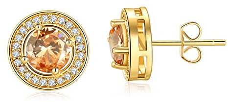 Clous D Oreilles Homme, Piercing Oreille Champagne Or Plaqué Or Tour D'Éternité Cadeaux de Mariage 11x18mm