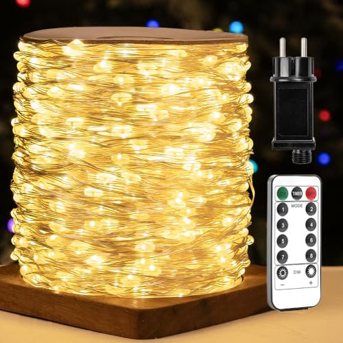 ZELUXDOT 2000 LED Catena Luminosa di 200m per Esterni, Luci Fata a Filo di Rame Impermeabili con Telecomando e 8 Modalità per Giardini, Decorazioni di Matrimoni, Feste, Albero di Natale.