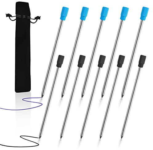 YUFFQOPC 10 Stücke 2,75 Zoll Kugelschreiber Ersatzminen Kugelschreiberminen Kurz für Diamant Kristall Stylus Stifte Universelle Schwarz/Blau Kugelschreiber Minen für Stifte mit Samtbeutel (10)