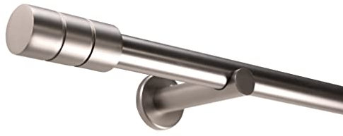 Deco-Raum Gardinenstange auf Maß 25mm Wandträger Style Rohr Endstück Zylinder edelstahl-optik nach Maß gefertigt, ohne Ringe 220 cm, geteilt
