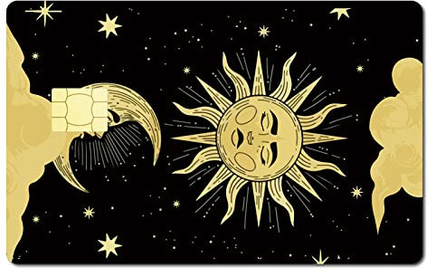 CREATCABIN 4 Stück Kartenaufkleber Sleepy Sun Personalisierender Bankkartenaufkleber Wasserfest Schlank Kratzfest Kreditkartenaufkleber Für Transport Schlüssel Lastschrift Kreditschutz 186.3x137.3mm