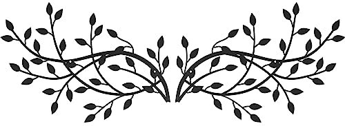 2Pcs Metall Wanddeko, Metallbild Wandschmuck Wohnzimmer Schwarz Gold Metall Baum Blatt Wanddekoration Kunstvoll Wandschild Zum Aufhängen, Dekorative Wandskulptur Heimdeko Für Wohn- Schlafzimmer