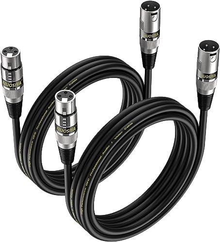 NUOSIYA 3M XLR Cables 2 Packs,XLR Male to Female 3 Pins Balanced Microphone Cable for Studio Recorder, Mic, Mixer, Speaker System, Phantom Power