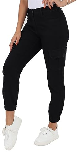 MYT Damen-Jeans mit seitlichem elastischem Bund, Cargohose, normale Passform, Denim, Größe 38-52