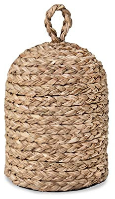 PEMAR Natürlicher Korb-Türstopper mit Griff, schwerer Türstopper für den Innenbereich, rustikaler Bauernhaus-Blocker, 13 cm D x 22,9 cm H (Seegras)